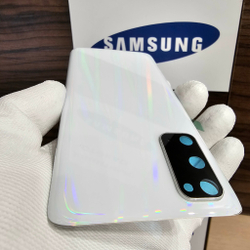 Крышка для Samsung S20 - стеклянная панель "хорошее качество" (белого цвета)