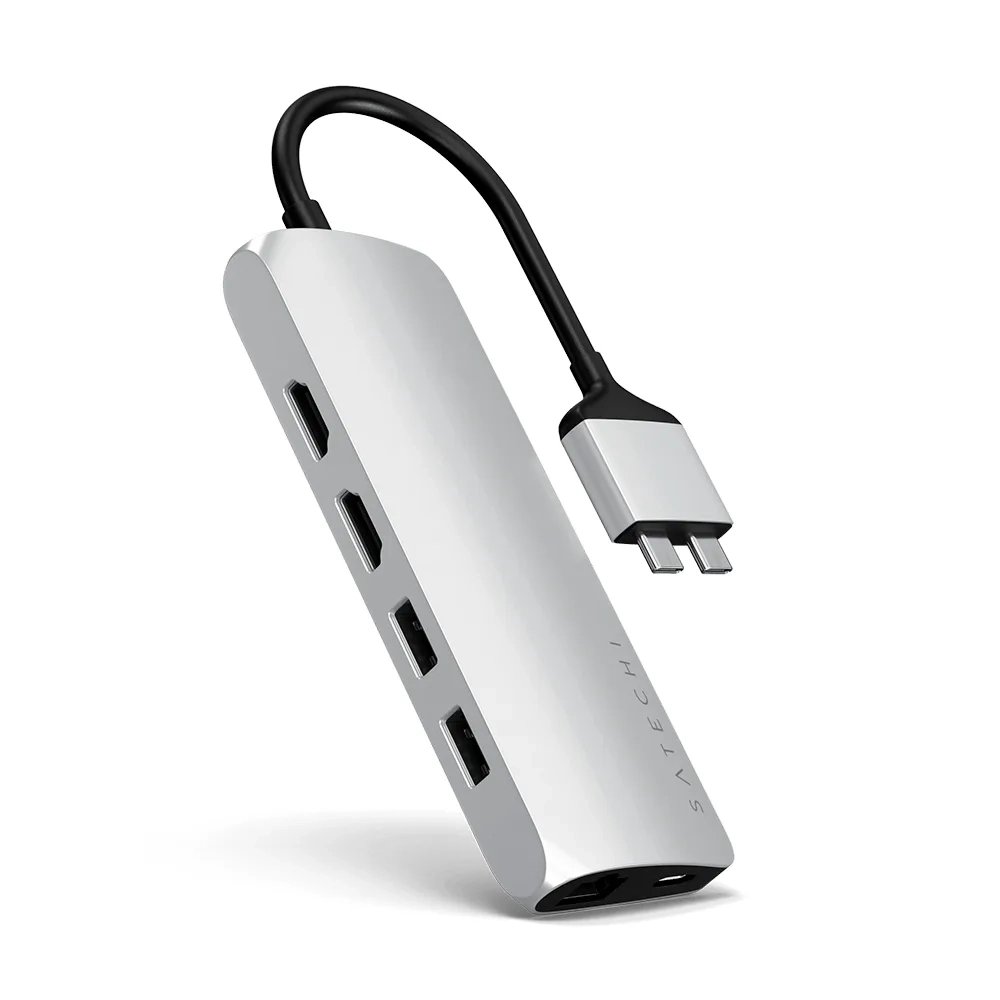 USB-концентратор Satechi Type-C Dual Multimedia Adapter, 3 разъема, Silver (Серебристый)