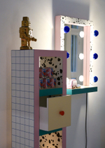 Комод Seletti Supertower Blue Grid, белый, желтый, розовый, черный