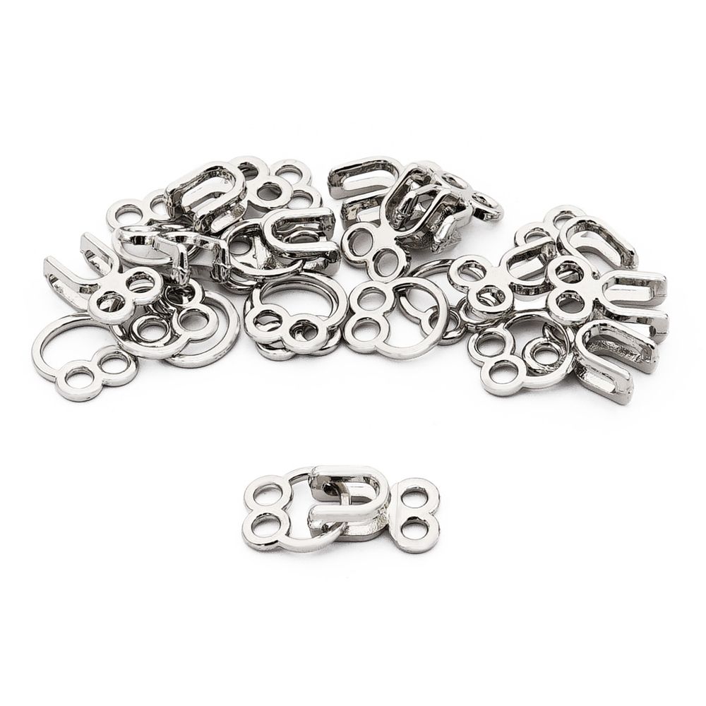Крючки пришивные декоративные 12х22 мм, nickel, серебро, никель, 12 шт