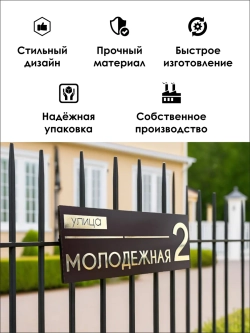Адресная табличка на дом с объемными буквами коричневая