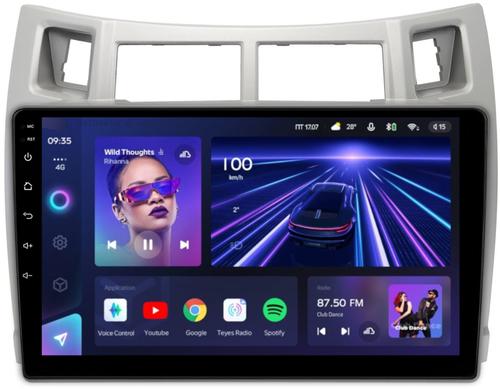 Магнитола для Toyota Vitz 2, Yaris 2 2005-2011 (рамка серебро) - Teyes CC3 Android 10, Быстрая, CarPlay, SIM-слот