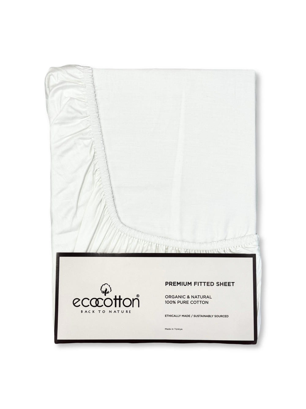 Сатиновая простынь на резинке EcoCotton 160х200 | белая