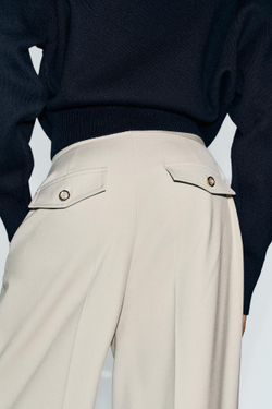 ZARA ШИРОКИЕ БРЮКИ С ЗАЩИПАМИ, КАМЕННО-СЕРЫЙ