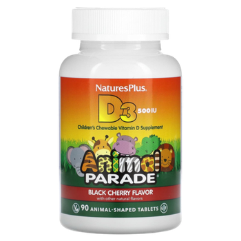 Natures Plus Vitamin D3 500 IU 90 tab, Детский жевательный Д3 со вкусом вишни