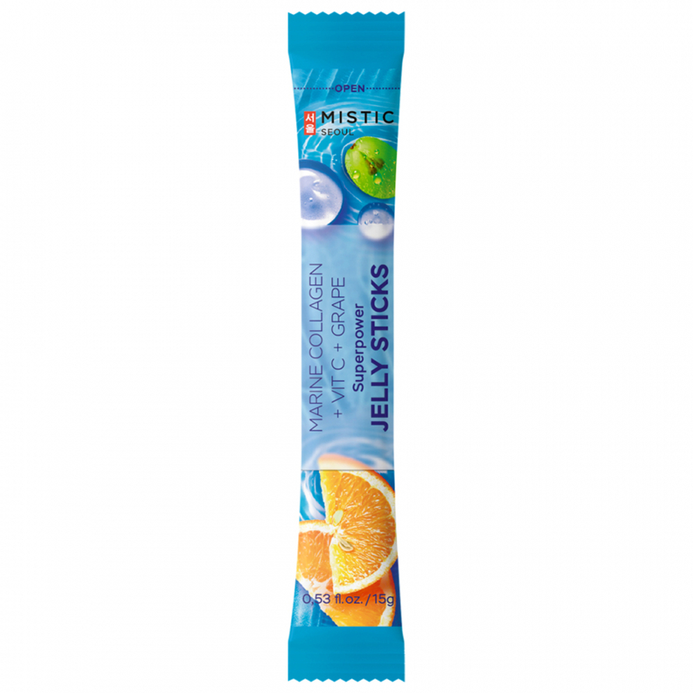 MISTIC MARINE COLLAGEN + VIT C + GRAPE SUPERPOWER JELLY STICKS Суперпауэр коллагеновые желейные палочки со вкусом винограда 1шт.*15г/кор