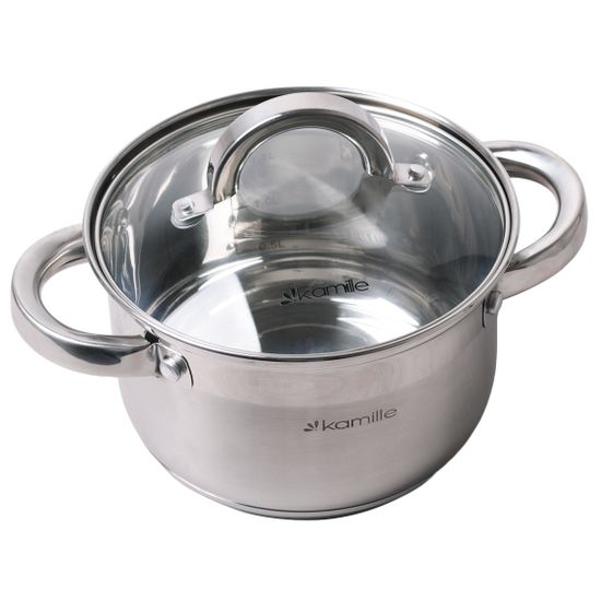 Кастрюля 2,1 л. из нержавеющей стали Kamille KM 5616S с крышкой