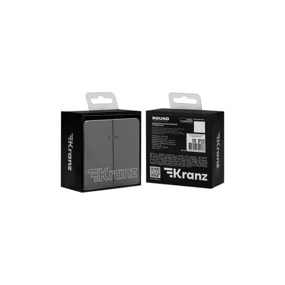 Выключатель двухклавишный с подсветкой KRANZ Miele Round Титан KR-78-0714-2
