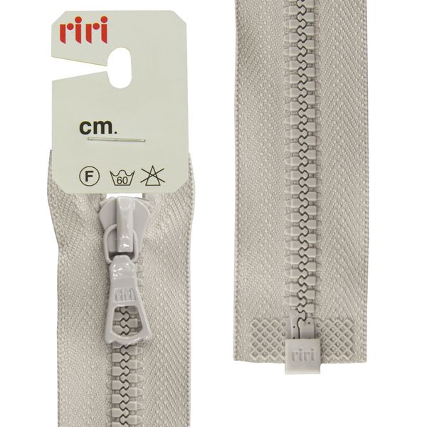 Молния трактор RIRI Т6 (6 мм) 1 зам., разъем., 75 см, цв.2113, св.серый, 1 шт