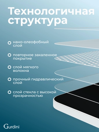 Стекло защитное для iPad Air 11 M2 Gurdini Premium Glass 0.33 mm прозрачное
