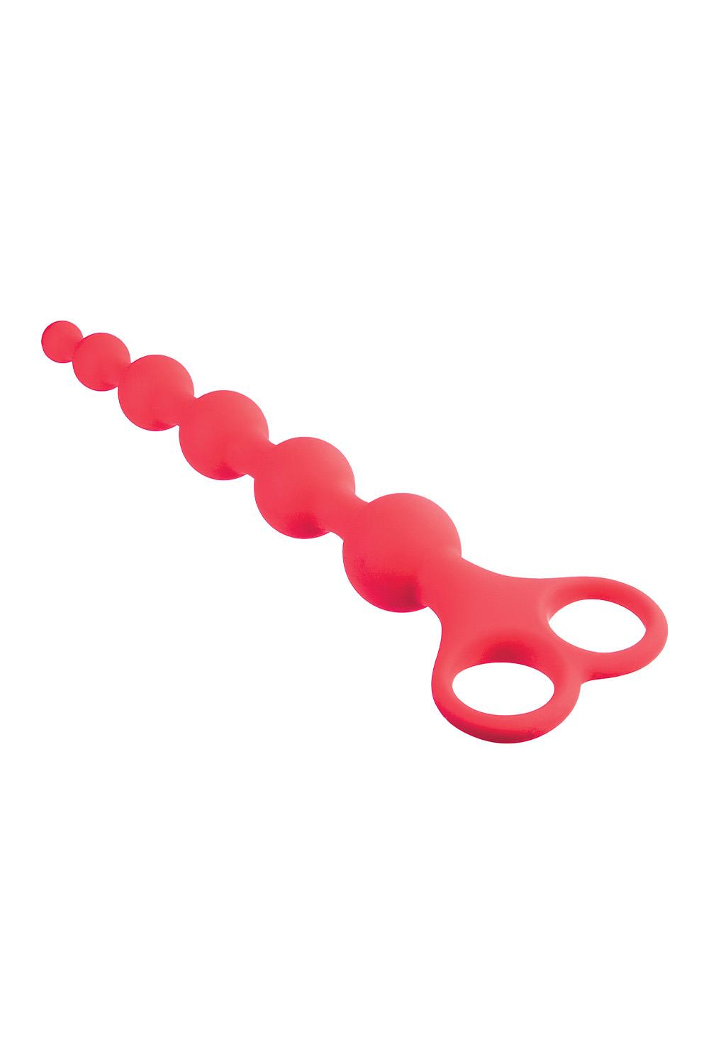 Красная анальная цепочка Ribbed Silicone Anal Beads - 26 см. (Цвет: красный)