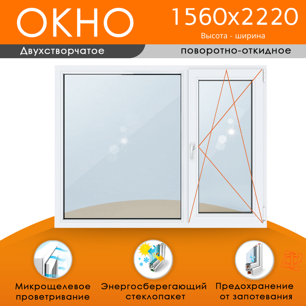 Пластиковое окно 1560 х 2220 ТермА Эко