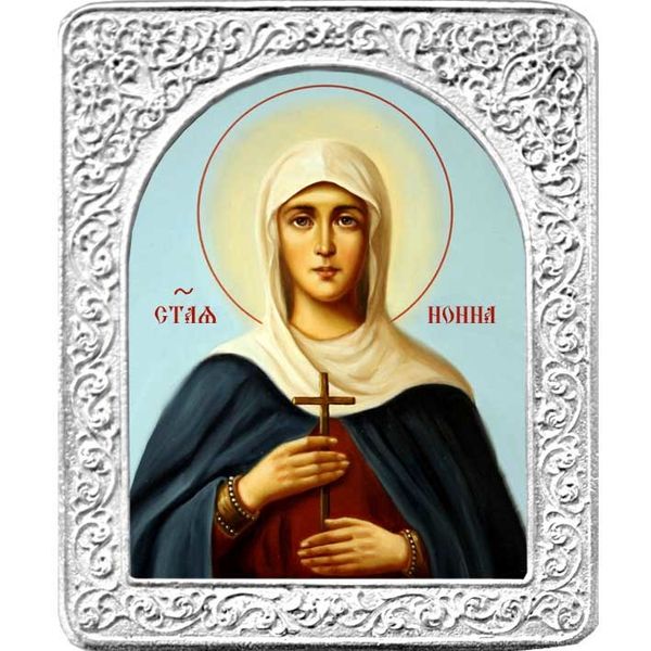 Святая Нонна. Маленькая икона в серебряной раме.