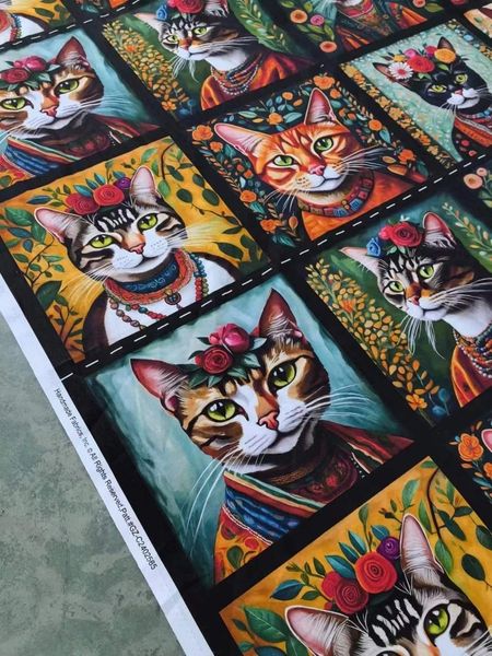 КОТЫ И КОШКИ, купон из 8 картинок, 100% хлопок 12