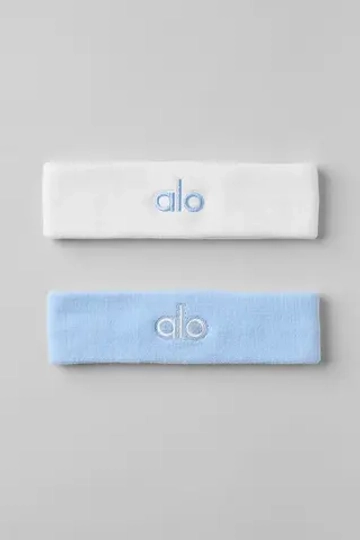 Alo yoga Спортивная повязка на голову (2 шт.), белый/светло-голубой