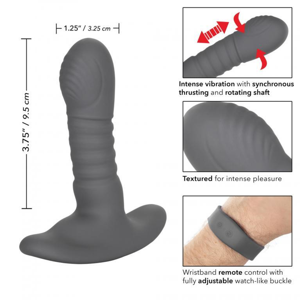 Серый массажер простаты Thrusting Rotator Probe - 11,25 см. (Цвет: серый)