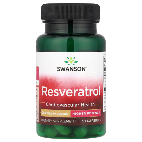 Swanson Vitamins, Ресвератрол, высокая эффективность, 250 мг, 30 капсул