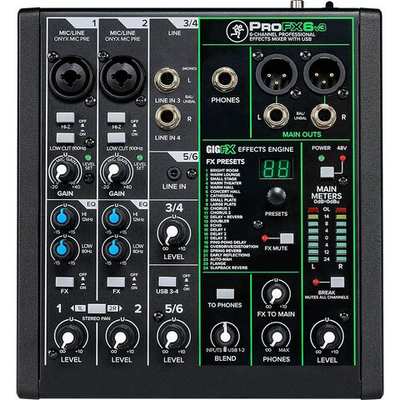MACKIE ProFX6v3 - 4-канальный микшер с процессором эффектов