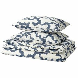 Комплект постельного белья IKEA EKPURPURMAL (ЭКПУРПУРМАЛ), Двуспальный, Белый с рисунком, 240x220, 50x80 см