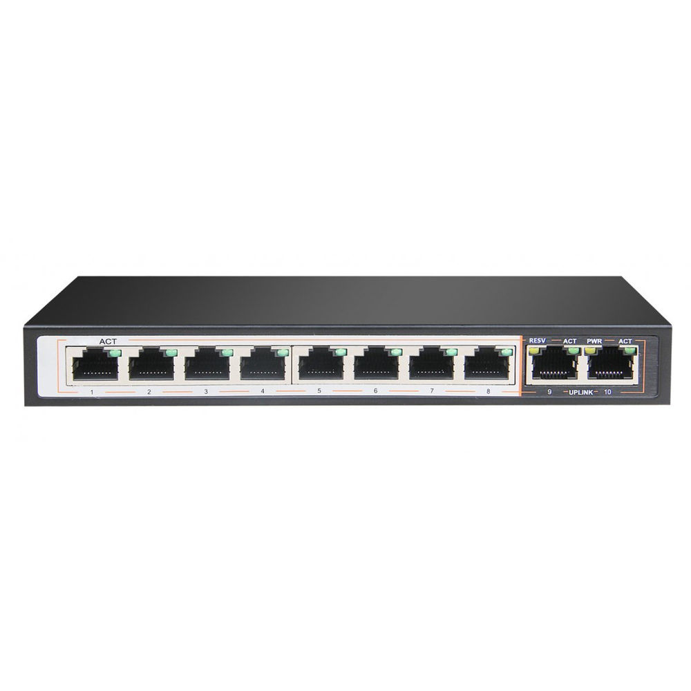 PND-08P-2M 10-портовый интеллектуальный PoE-коммутатор, 8 портов