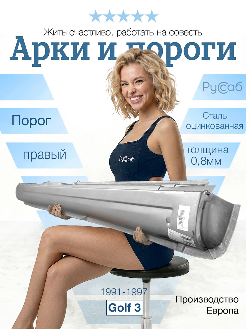 Порог правый Volkswagen Golf 3 (Polcar)
