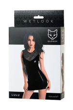 Платье с кружевом на спинке Glossy Lulu из материала Wetlook L (Цвет: черный)