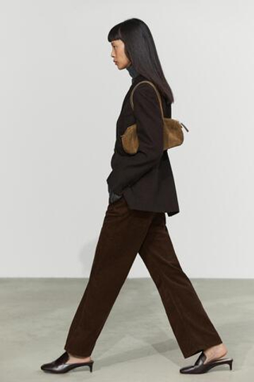 Massimo Dutti Расклешенные брюки из микровельвета, шоколадный