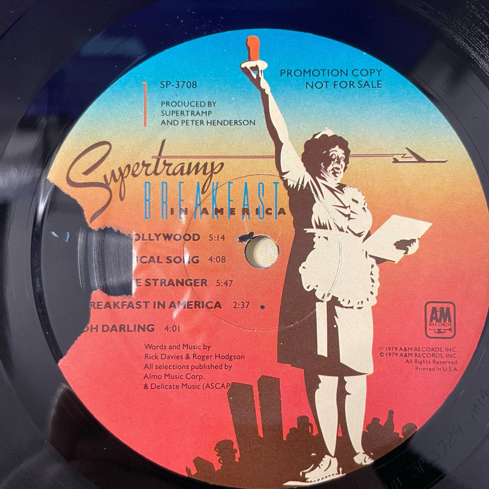 Винтажная виниловая пластинка LP Supertramp Breakfast In America (США 1979) (Промо)