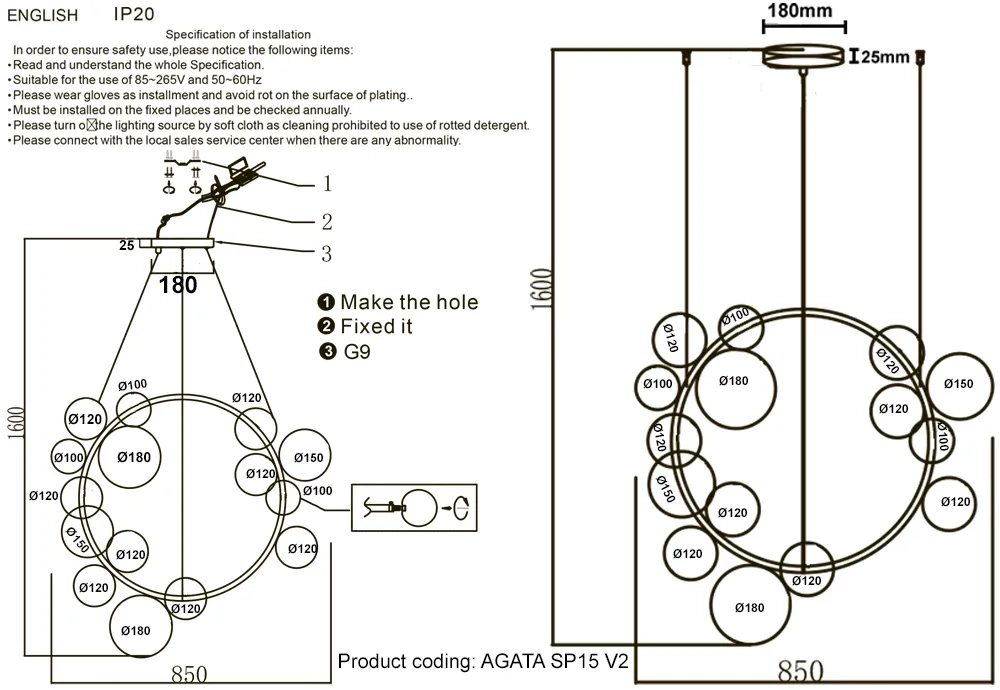 Люстра Crystal Lux AGATA SP15 V2 GOLD/TRANSPARENTE
