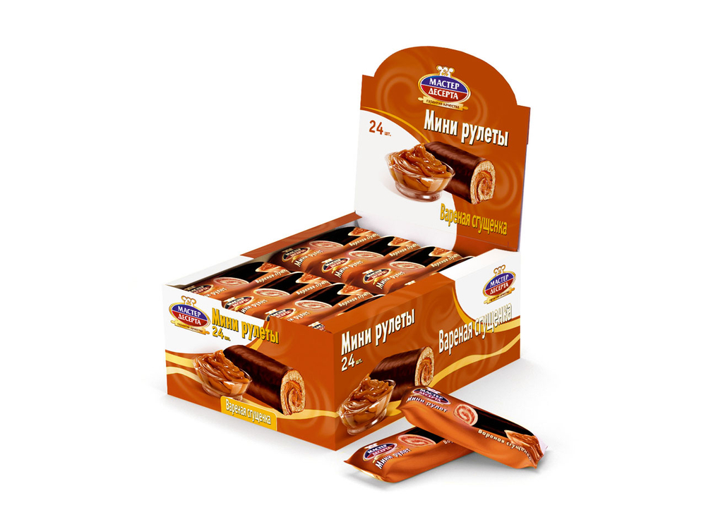 Мини-рулеты Мастер Десерта с кремом вареная сгущенка 35г*24шт (4бл)