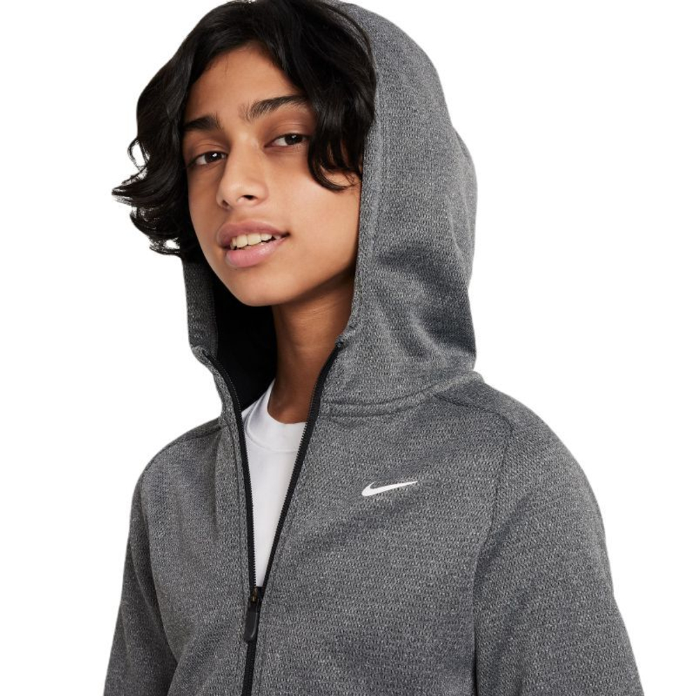 Кофта для мальчика теннисная Nike Therma-FIT Full-Zip Hoodie - черный