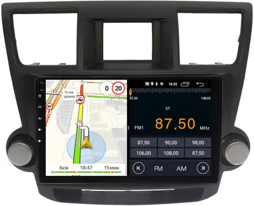 Магнитола для Toyota Highlander 2 2007-2013 XU40 - Parafar PF035T1FHD на Android 13, CarPlay, 4G SIM-слот (крутилки декоративные)