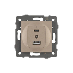 Механизм USB розетки SCT-MUAC-PL-GD-V (5V, 3A, QC4) (Arlight, -) 049841