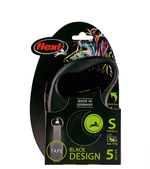 Поводок-рулетка Флекси Black Design S (до 15 кг) 5м лента черный/серебро