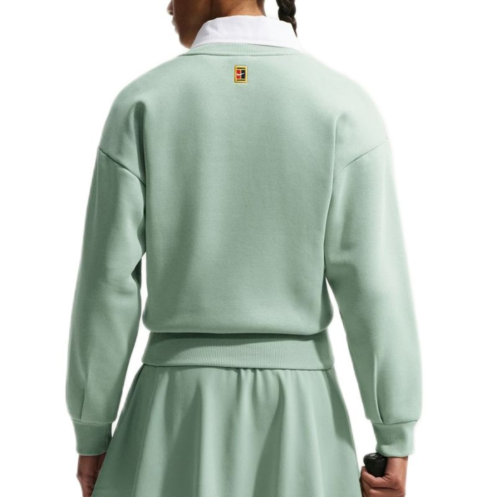 Женская Кофта теннисная Nike Court Collection Crew-Neck Tennis - steam/barely green navy