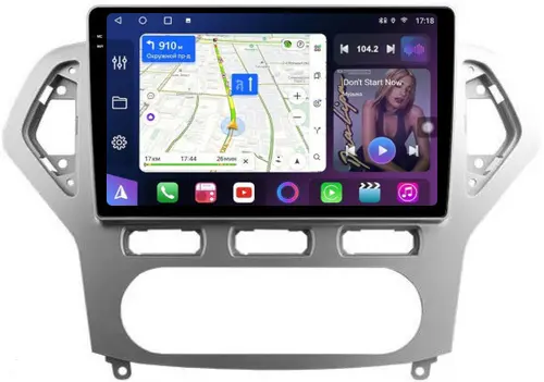 Магнитола для Ford Mondeo 4 2007-2010 (рамка серебро) - FarCar S500-TS10 монитор 10.36" QLED на Android 14, Быстрая, CarPlay, 4G SIM-слот