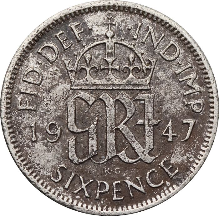 6 пенсов 1947 Великобритания