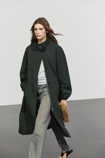 Massimo Dutti Длинная парка из высокотехнологичной ткани, нефтяной