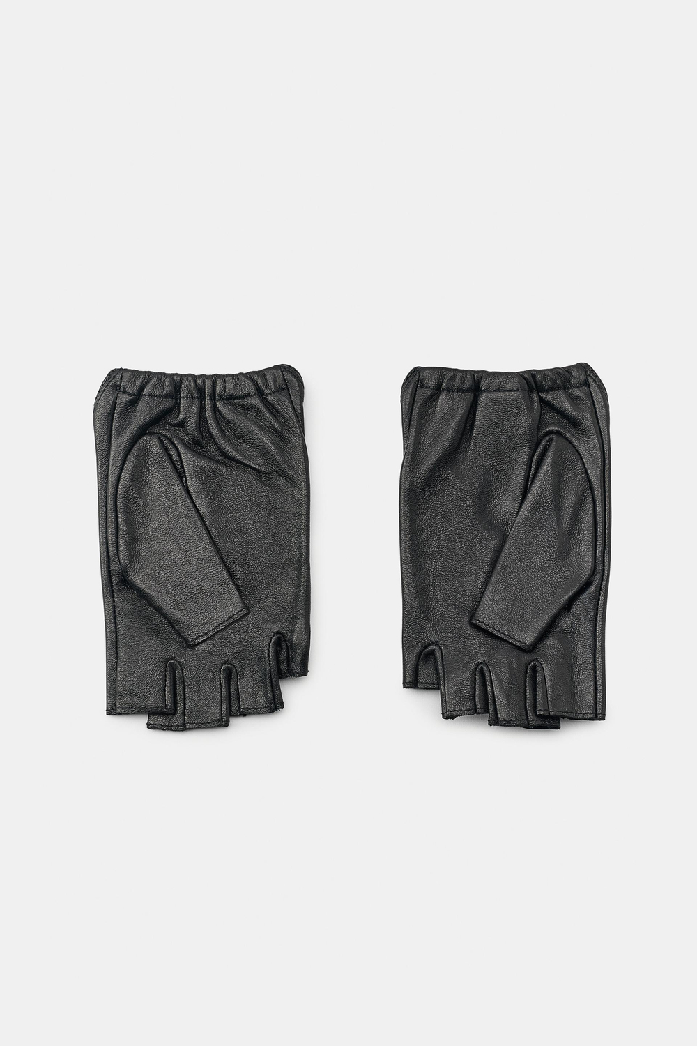 ZARA КОЖАНЫЕ МИТЕНКИ С КОЛЬЦАМИ, ЧЕРНЫЙ