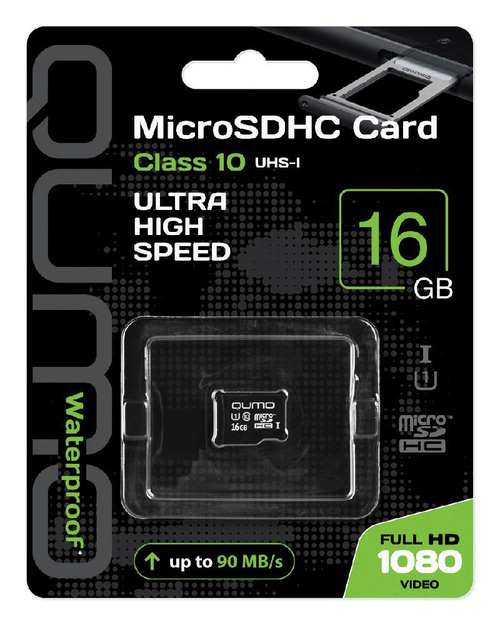 карта памяти Qumo 16GB microSD+ад.UHS-1 10 Сl