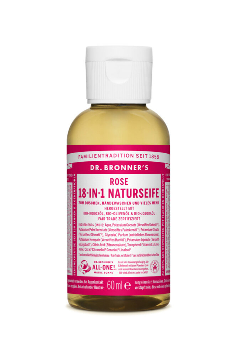 Натуральное розовое мыло 18 в 1 Dr. Bronner’s, 60 мл