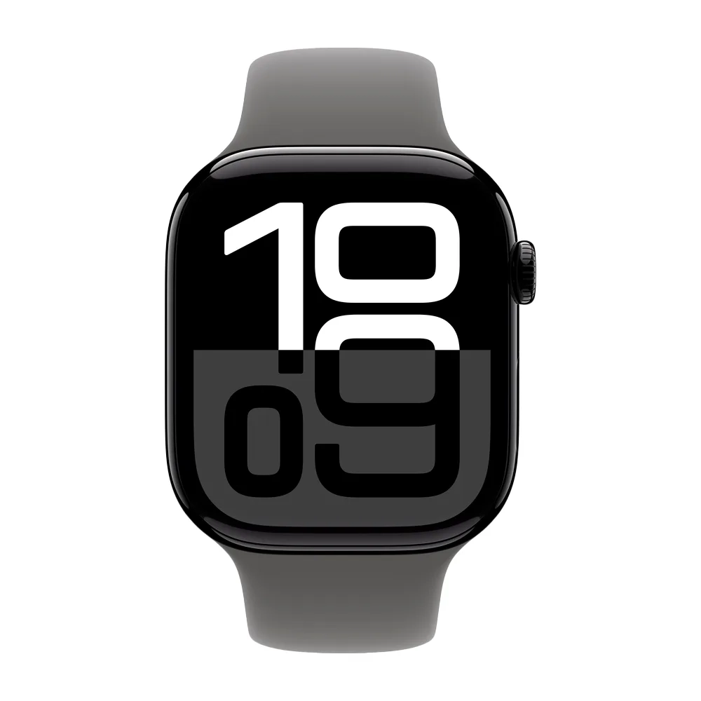 Умные часы Apple Watch Series 10 GPS, 46mm, Jet Black Aluminium Case with Sport Band M/L, Stone Gray (Черный)