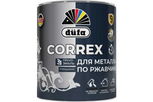 Грунт-эмаль Dufa CORREX 3 в 1 для металла по ржавчине RAL-7004 серый