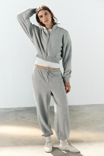 ZARA БРЮКИ-ДЖОГГЕРЫ ИЗ МЯГКОЙ ТКАНИ, СЕРЫЙ МЕЛАНЖ