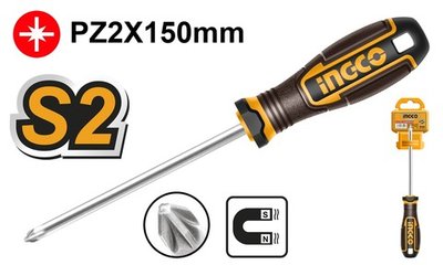Отвертка крестовая PZ2x150мм S2 SUPER INGCO HSDPZ2150 INDUSTRIAL