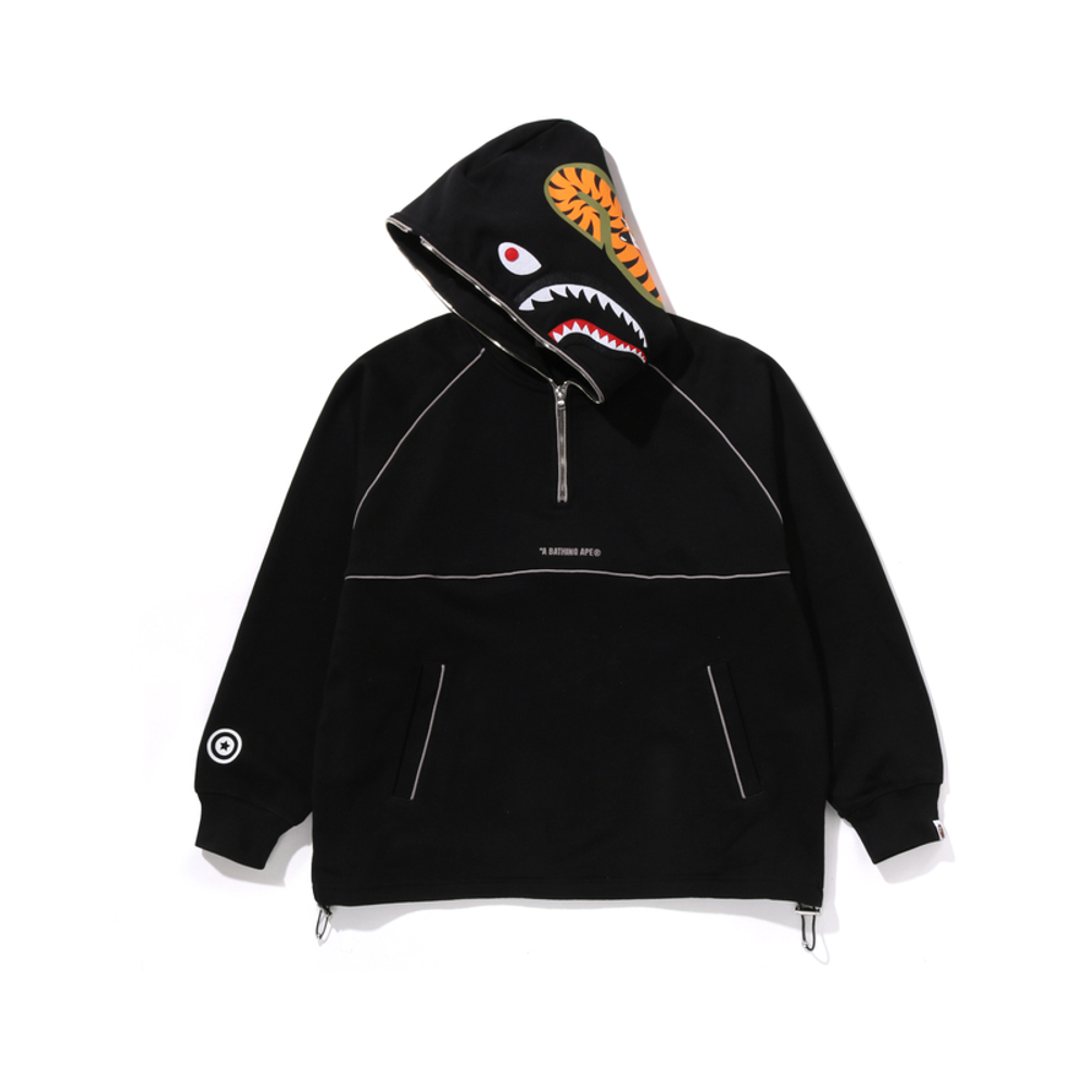 A Bathing Ape Shark Logo Half Zip Relaxed Fit Pullover Худи