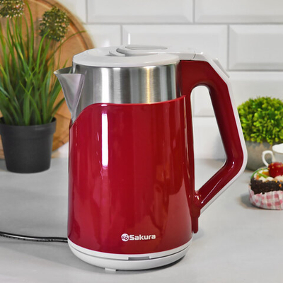 Чайник электрический 1,8л Sakura SA-2172R, двухслойный, красный