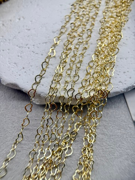 Цепочка «Сердце» позолота 14k, звено 3,3*4,5 мм, 2 метра