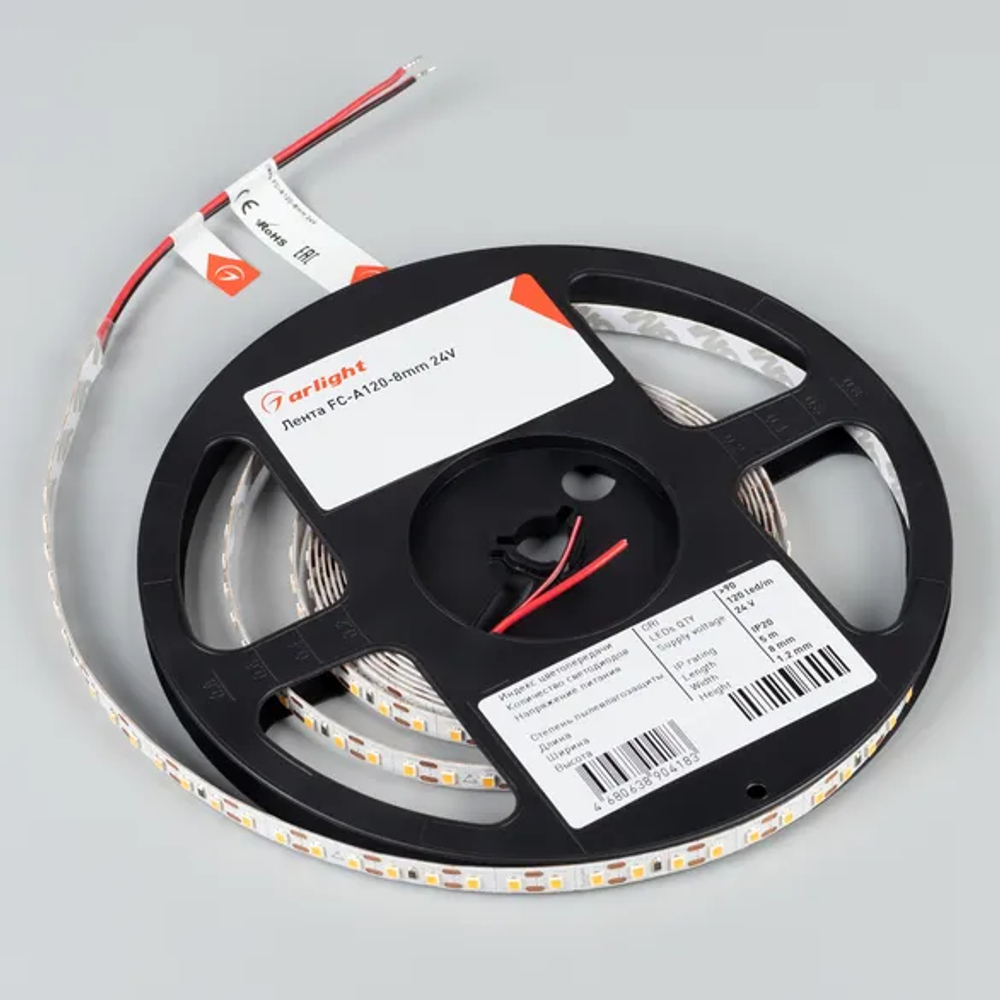 Светодиодная лента FC-A120-8mm 24V Day4000-CX1 (10 W/m, IP20, 5m) (Arlight, резка 1 светодиод) 052794
