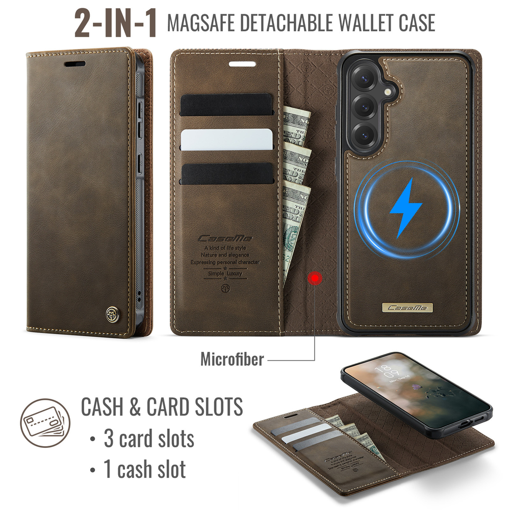 Чехол-кошелек CaseMe 2 in 1 MagSafe Samsung Galaxy S25+